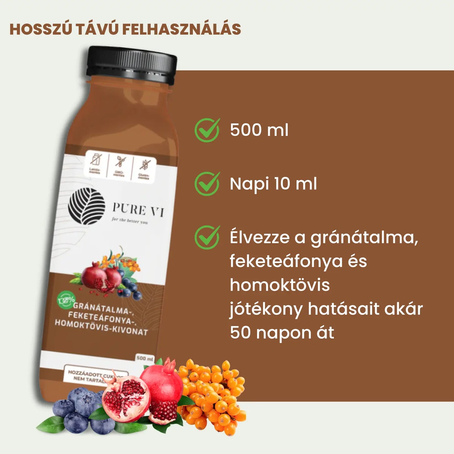 Pure Vi Gránátalma, Feketeáfonya, Homoktövis Kivonat