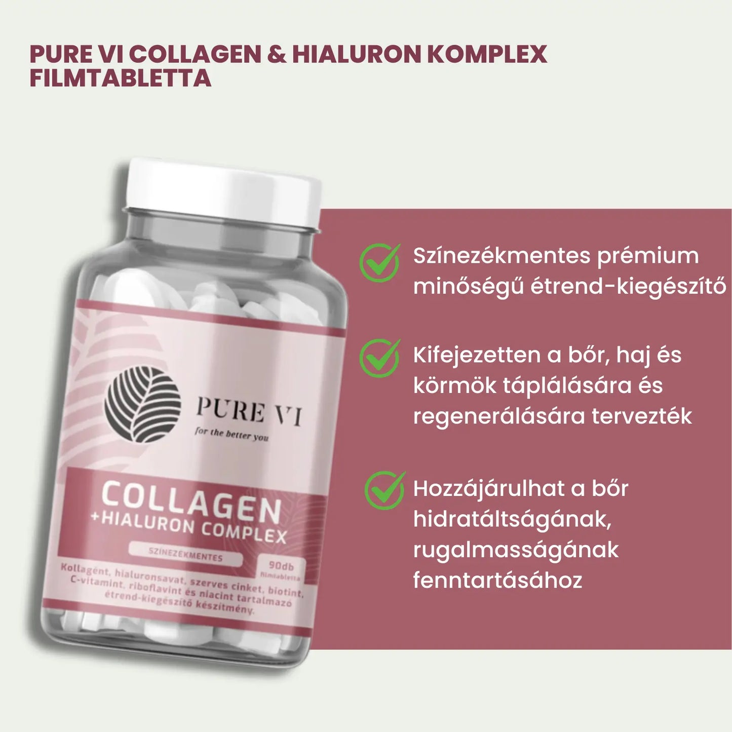 Pure Vi Collagen & Hialuron Komplex Filmtabletta