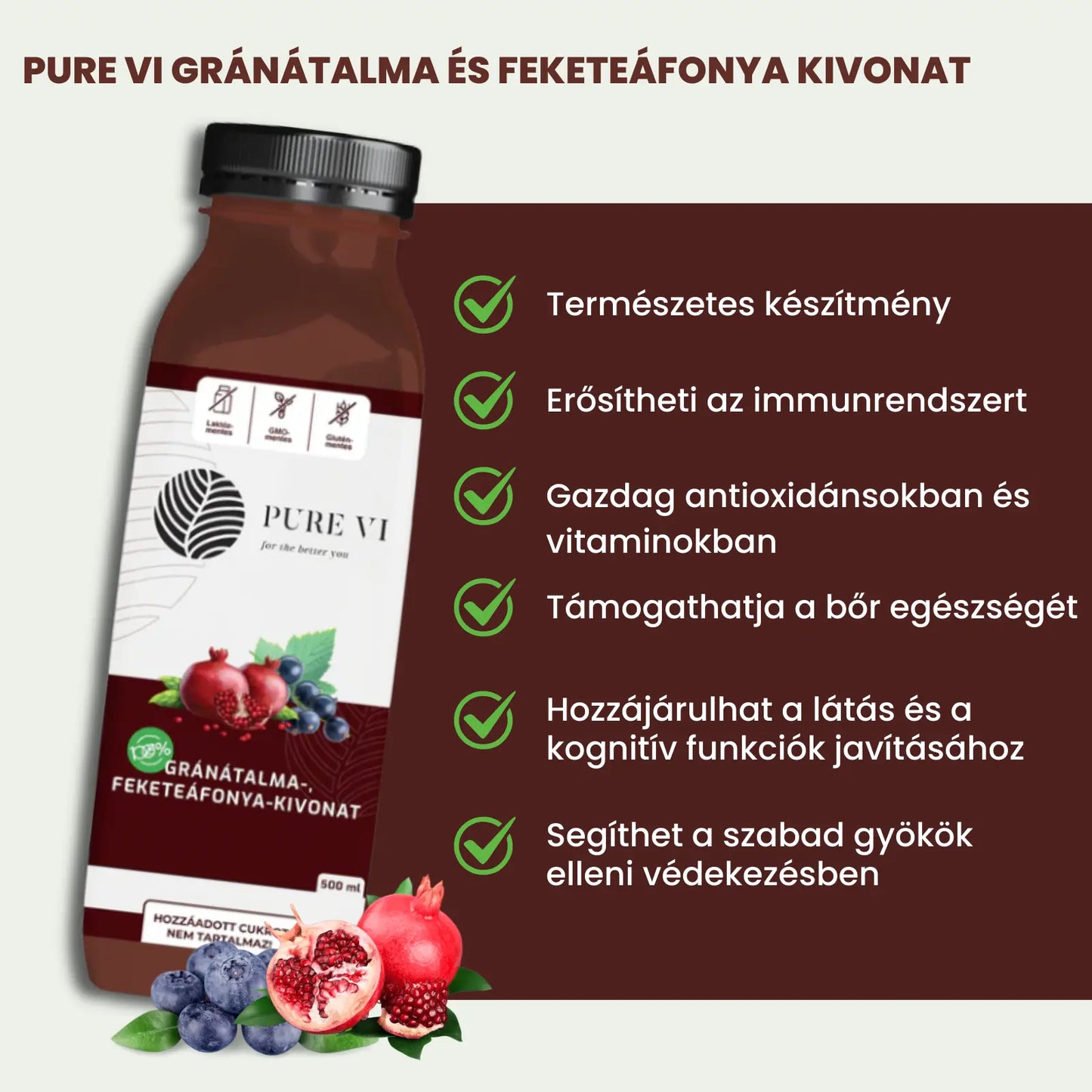 Pure Vi Gránátalma, Feketeáfonya Kivonat